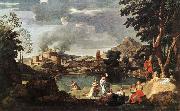 Nicolas Poussin Landscape with Orpheus and Euridice